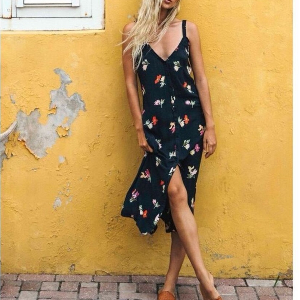 Billabong Black Floral Midi Dress